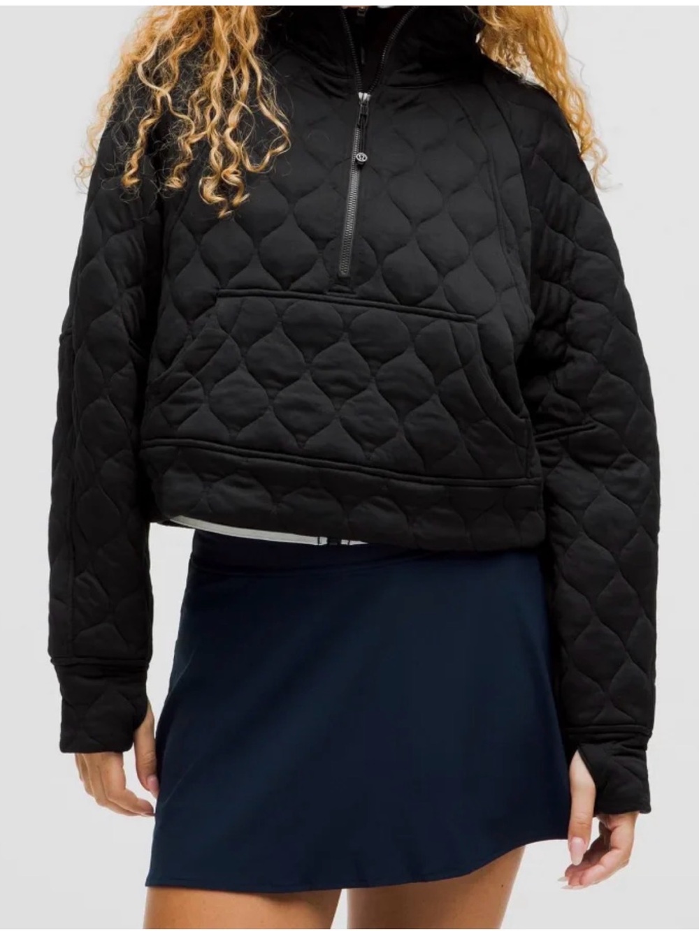 Scuba Oversized Quilted Half Zip - Black